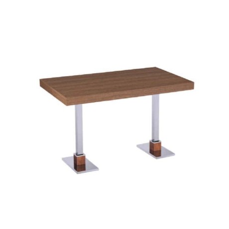 Pine Block Table Top Metal Legs Hotel Table