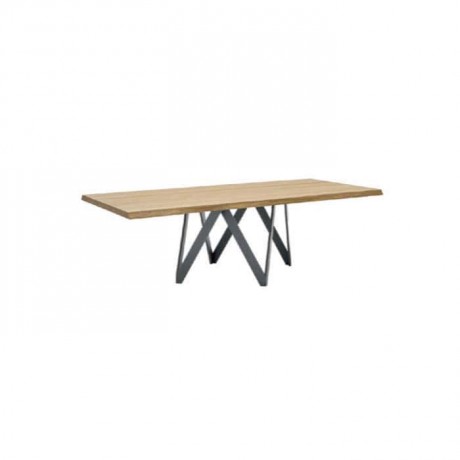 Wood Table Gray Metal Painted Interior Table