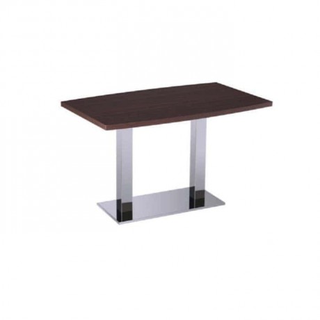 Stainless Leg Wooden Table Top Restaurant Table