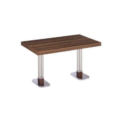 Stainless Steel Floor Table with Wooden Table