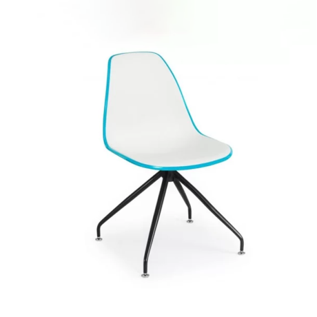 Double Color White Plastic Chair with Black Metal Legs