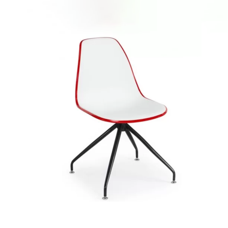 Double Color White Plastic Chair with Black Metal Legs