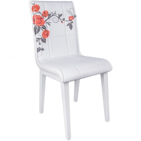 White Wooden Legs Faux Leather Upholstered Economic Cheap Chair