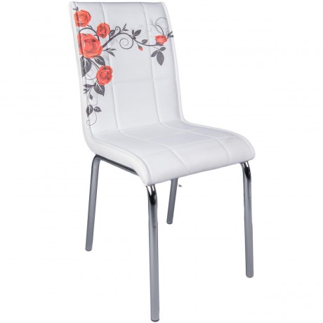Red Rose Patterned White Artificial Leather Upholstered Manufacturing
