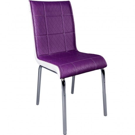 Purple Leather Chrome Leg Chair