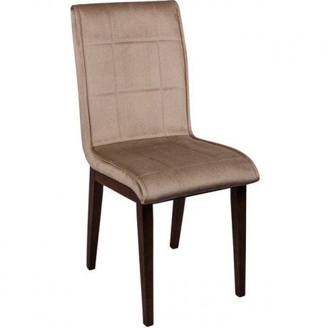 Mink Fabric Wooden Leg Economic Kitchen Chair