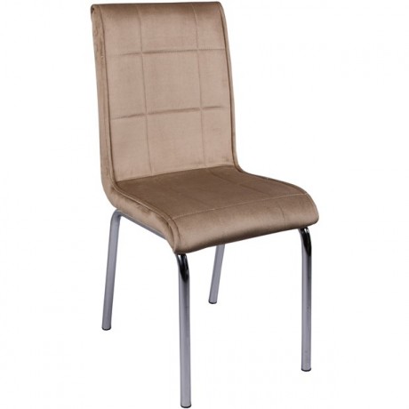 Mink Fabric Cheap Kitchen Chair With Chrome Legs