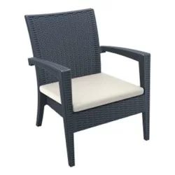 Black Rattan Injection Armchair with Cream Cushion