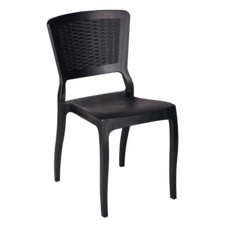 Black Rattan Enjeksiyon Otel Stulu