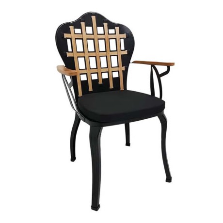 Metal Wood Black Painted Cafe Restaurant Hotel Wrought Chair