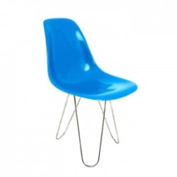 Blue Fiber Chair with Iron Leg