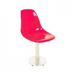 Round Stainless Leg Red Fiber Chair