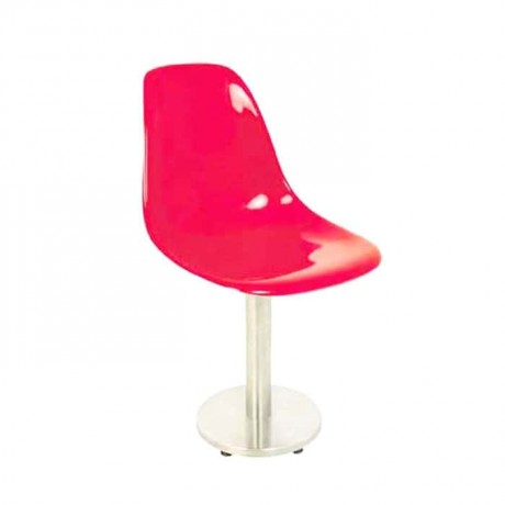 Round Stainless Leg Red Fiber Chair