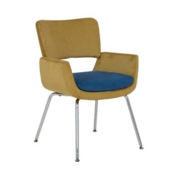 Тапициран стол с крака от тапициран зелен плат с шам-фъстък Тапициран стол с крака от тапициран зелен плат с шам-фъстък