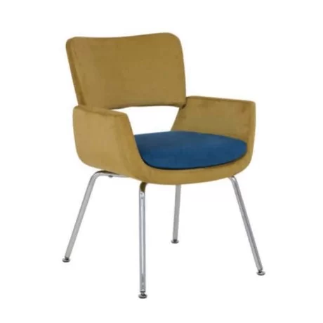 Chaise à pieds tubulaires rembourrée en tissu vert pistache