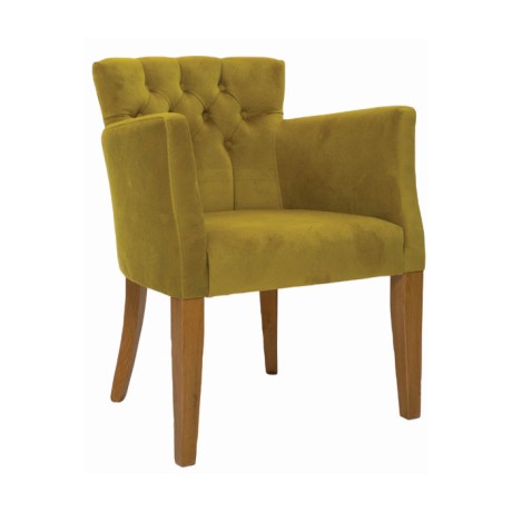 Wooden Modern Cafe Chair with Peanut Green Fabric