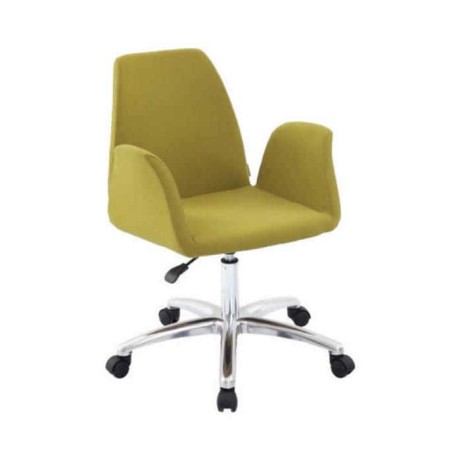 Pistachio Green Wheeled Chrome Plated Leg Chair