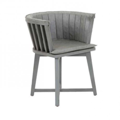 Gray Upholstered Cafe Chair with Wooden Sticks 