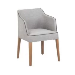 Chaise en polyuréthane en tissu gris avec pieds en bois