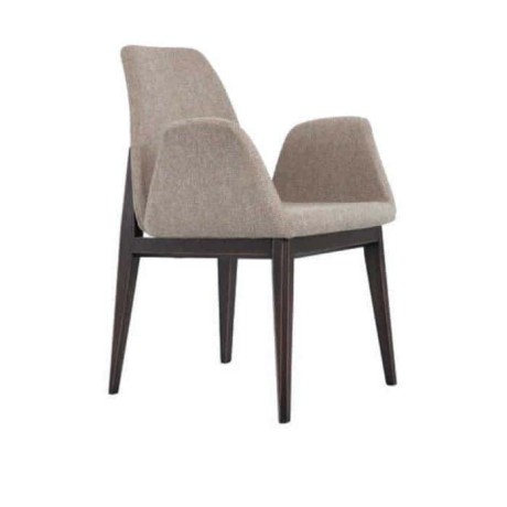 Gray Fabric Wenge Painted Polyurethane Arm Chair