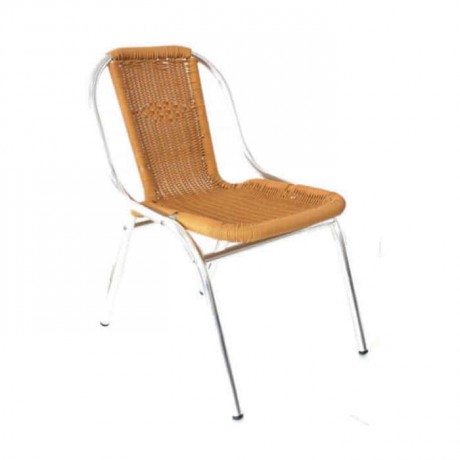 Wicker Braided Aluminum Armless Chair