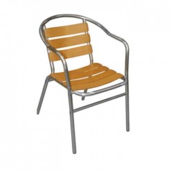 Aluminum Chair with Wooden Seat and Armrest
