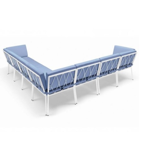 Metal Frame Light Blue Corner Sofa