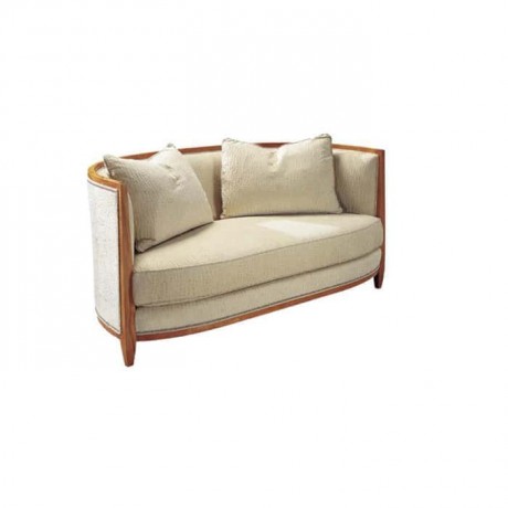 Wooden Framed Cream Upholstered Couch with Cushion