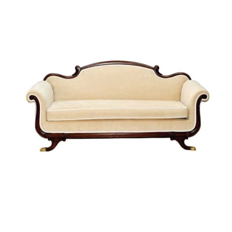 Wooden Framed Cream Fabric Sofa