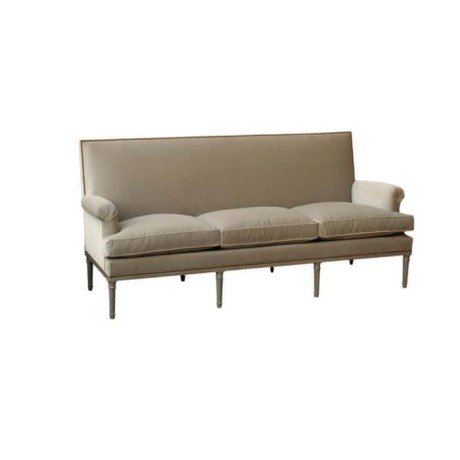 Beige Fabric Upholstered Triple Sofa