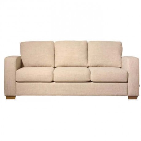 Modern Triple Sofa with Beige Fabric