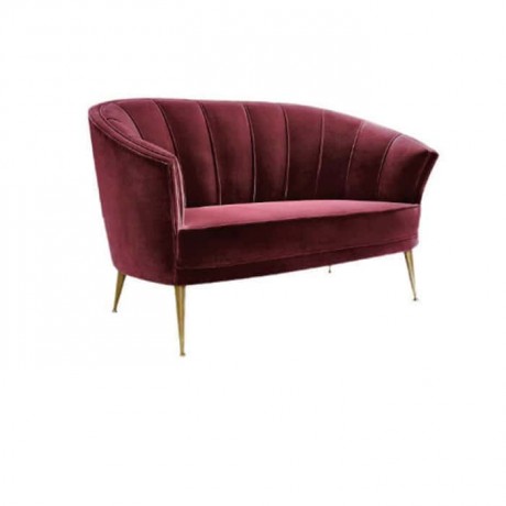 Bordo Fabric Upholstered Hotel Lobby Couch