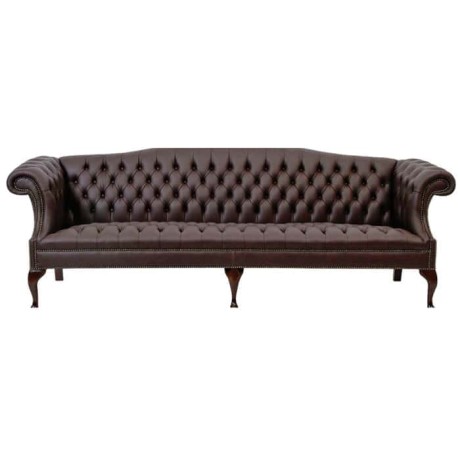 Brown Leather Quilted Sofa