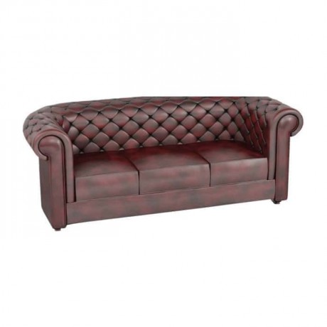 Brown Leather Quilted Sofa