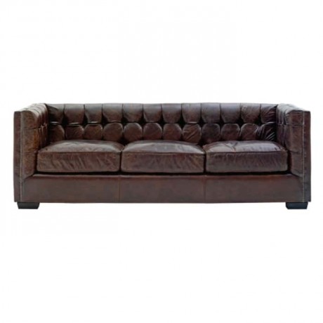 Brown Leather Quilted Armchair