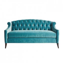 Blue Fabric Upholstered Couch Sofa