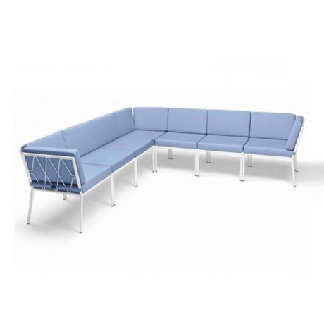 Metal Frame Light Blue Corner Sofa