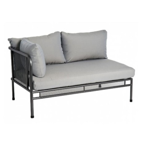 Black Anthracite Iron Frame Gray Double Sofa