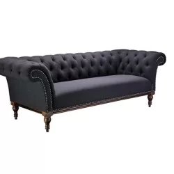Canapé matelassé en cuir noir