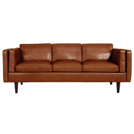 Taba Leather Upholstered Triple Sofa