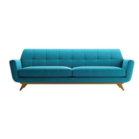 Turquoise Fabric Upholstered Quilted Sofa