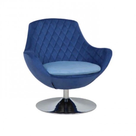 Quilted Armchair with Round Stainless Steel Leg