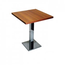 Light Walnut Table Top Stainless Steel Legs Cafe Table