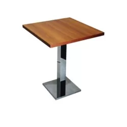 Table de café ouverte en noyer avec pieds en acier inoxydable