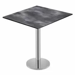 Dalgalı Antrasit Desenli Metal Ayaklı Kare Compact Laminat Cafe Otel Restoran Masası