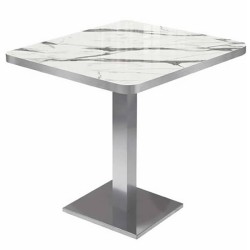 Damarlı Beyaz Mermer Görünümlü Dekoratif Uv Laklı Mdf Lam Tablalı Kare Cafe Masası 1. Kalite Damarlı Beyaz Mermer Görünümlü Dekoratif Uv Laklı Mdf Lam Tablalı Kare Cafe Masası 1. Kalite