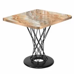 Gold Satin Edge Banded Tea Rose Mermer Duket Dekorative UV e Llakuar Mdflam Square Cafe Tabela