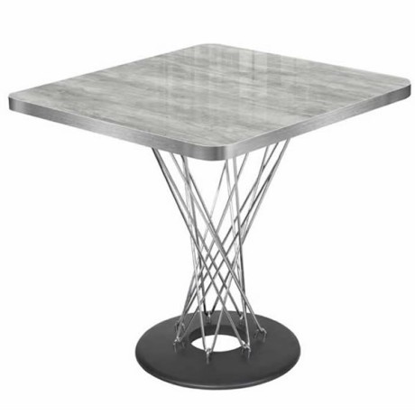 Fabrication de table de café carrée de jambe en métal de table de Mdflam laquée par UV décorative de marbre gris