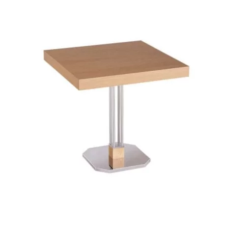 Table de café avec pieds en métal enduit et poli en hêtre Table de café avec pieds en métal enduit et poli en hêtre