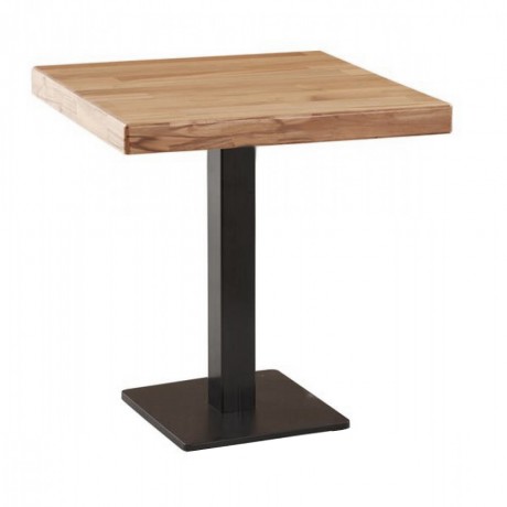Solid Panel Wood Board Black Metal Floor Table Solid Panel Table Black Painted Metal Foot